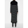 Moda Rahat Casual Günlük Selanik Triko Dik Yaka Uzun Kol Shift Maxi Boy Tesettür Elbise