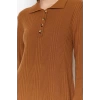 Fashion Regular Casual Daily Rib Camisole Woven V Neck Long Sleeve A-Line Midi Length Hijab Dress