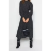 Moda Regular Casual Günlük Lilyum Dokuma Dik Yaka Uzun Kol Shift Maxi Boy Tesettür Elbise