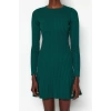 Fashion Slim Day Night Full Needle Knitwear Crew Neck Long Sleeve A-Line Mini Length Dress