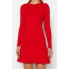 Fashion Slim Day Night Full Needle Knitwear Crew Neck Long Sleeve A-Line Mini Length Dress