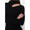 Moda Slim Casual Günlük Fitilli Triko Dik Yaka Uzun Kol Bodycone Midi Boy Elbise