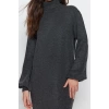 Moda Regular Casual Günlük Tek Plaka Triko Balıkçı Yaka Uzun Kol Shift Midi Boy Elbise