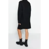 Moda Regular Casual Günlük Bürümcük Triko Dik Yaka Uzun Kol Kazak Elbise Mini Boy Elbise