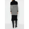 Moda Slim Casual Günlük Fitilli Triko Dik Yaka Uzun Kol A-Line Maxi Boy Elbise