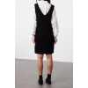 Moda Regular Casual Günlük Çift Plaka Triko V Yaka Askılı Kol Jile Mini Boy Elbise