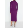Fashion Fit Graduation Prom Sandy Knitted Stand Collar Long Sleeve Wrap Midi Length Dress