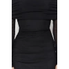 Fashion Slim Day Night Tulle Knitted Carmen Collar Long Sleeve Bodycone Midi Length Dress