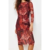 Fashion Slim Day Night Tulle Knitted Stand Collar Long Sleeve Bodycone Midi Length Dress