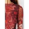 Fashion Slim Day Night Tulle Knitted Stand Collar Long Sleeve Bodycone Midi Length Dress