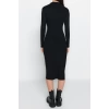 Fashion Slim Casual Daily Polyviscose Camisole Knitted Stand Collar Long Sleeve Bodycon Midi Length Dress