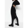 Moda Slim Business Kalın Sandy Örme Kruvaze Uzun Kol Bodycone Midi Boy Elbise