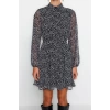 Moda Regular Casual Günlük Şifon Dokuma Gömlek Yaka Uzun Kol Gömlek Elbise Mini Boy Elbise