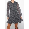 Moda Regular Casual Günlük Şifon Dokuma Gömlek Yaka Uzun Kol Gömlek Elbise Mini Boy Elbise