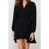 Fashion Regular Casual Daily Shally Woven Double Breasted Long Sleeve Double Breasted Mini Length Dress