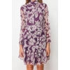 Fashion Regular Day Night Chiffon Woven Stand Collar Long Sleeve Skater Mini Length Dress