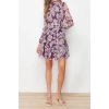 Fashion Regular Day Night Chiffon Woven Stand Collar Long Sleeve Skater Mini Length Dress