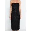 Fashion Regular Graduation Prom Sequin Woven Strapless Sleeveless Shift Midi Length Dress