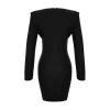 Moda Regular Day Night Finike Woven Crew Neck Long Sleeve Bodycon Mini Length Dress