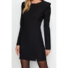 Moda Regular Day Night Finike Woven Crew Neck Long Sleeve Bodycon Mini Length Dress