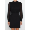Fashion Fit Day Night Finike Woven Stand Collar Long Sleeve Bodycon Mini Length Dress