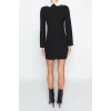 Fashion Regular Day Night Finike Woven Shirt Collar Long Sleeve Bodycone Mini Length Dress