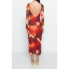 Fashion Regular Casual Daily Foam Fabric Knitted Boat Neck Long Sleeve Bodycone Maxi Length Dress