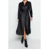 Fashion Regular Day Night Chiffon Woven Shirt Collar Long Sleeve Shirt Dress Midi Length Dress