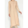 Moda Regular Casual Daily Selanik Knitted Stand Collar Long Sleeve A-Line Midi Length Dress