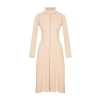 Moda Regular Casual Daily Selanik Knitted Stand Collar Long Sleeve A-Line Midi Length Dress