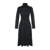 Moda Regular Casual Daily Selanik Knitted Stand Collar Long Sleeve A-Line Midi Length Dress