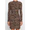 Fashion Slim Day Night Ottoman Knitted Stand Collar Long Sleeve Basic Mini Length Dress