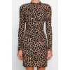 Fashion Slim Day Night Ottoman Knitted Stand Collar Long Sleeve Basic Mini Length Dress