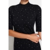 Moda Slim Business Interlock Knitted Crew Neck Short Sleeve Bodycon Mini Length Dress