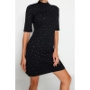 Moda Slim Business Interlock Knitted Crew Neck Short Sleeve Bodycon Mini Length Dress