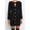 Moda Regular Gündüz Gece Finike Dokuma Bisiklet Yaka Uzun Kol A-Line Mini Boy Elbise