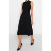 Fashion Regular Day Night Polyviscose Woven Judge Collar Sleeveless Sleeve Jacket Dress Midi Length Dress