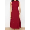 Fashion Regular Day Night Polyviscose Woven Judge Collar Sleeveless Sleeve Jacket Dress Midi Length Dress