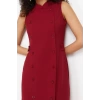 Fashion Regular Day Night Polyviscose Woven Judge Collar Sleeveless Sleeve Jacket Dress Midi Length Dress