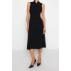 Fashion Regular Day Night Polyviscose Woven Judge Collar Sleeveless Sleeve Jacket Dress Midi Length Dress
