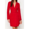 Moda Regular Business Finike Dokuma Ceket Yaka Uzun Kol Ceket Elbise Mini Boy Elbise