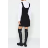 Moda Regular Casual Günlük Tüvit Dokuma Kare Yaka Askılı Kol Jile Mini Boy Elbise
