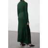 Moda Fit Casual Günlük Ribana Kaşkorse Triko Polo Yaka Uzun Kol Balık Maxi Boy Tesettür Elbise