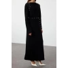 Moda Regular Günlük Ribana Kaşkorse Triko Bisiklet Yaka Uzun Kol Shift Maxi Boy Tesettür Elbise