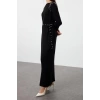 Moda Regular Günlük Ribana Kaşkorse Triko Bisiklet Yaka Uzun Kol Shift Maxi Boy Tesettür Elbise