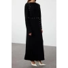 Moda Regular Günlük Ribana Kaşkorse Triko Bisiklet Yaka Uzun Kol Shift Maxi Boy Tesettür Elbise