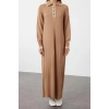 Fashion Comfortable Casual Daily Single Plate Knitwear Crew Neck Long Sleeve Shift Maxi Length Hijab Dress
