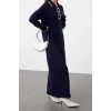 Fashion Comfortable Casual Daily Single Plate Knitwear Crew Neck Long Sleeve Shift Maxi Length Hijab Dress
