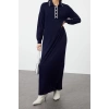 Fashion Comfortable Casual Daily Single Plate Knitwear Crew Neck Long Sleeve Shift Maxi Length Hijab Dress