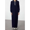 Fashion Comfortable Casual Daily Single Plate Knitwear Crew Neck Long Sleeve Shift Maxi Length Hijab Dress